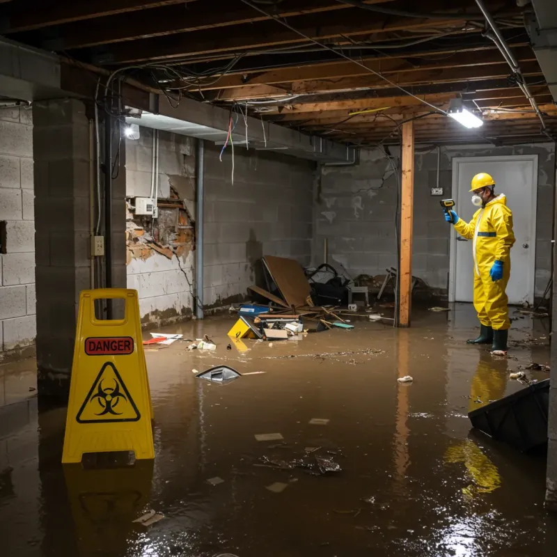 Flooded Basement Electrical Hazard in Midland, PA Property