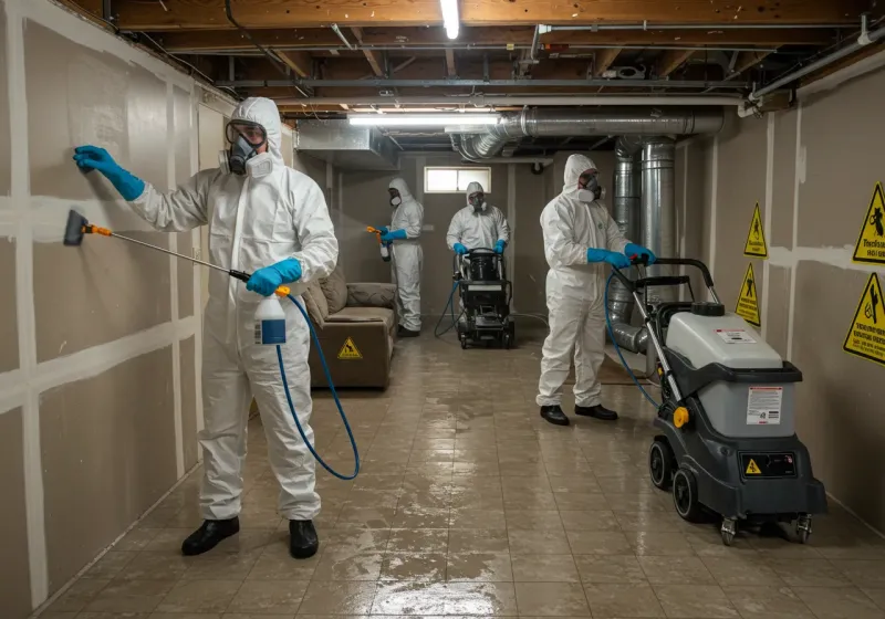 Basement Moisture Removal and Structural Drying process in Midland, PA